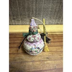 Jim Shore "Winter's Warmth" Snowman With Broom #112249 Ornament